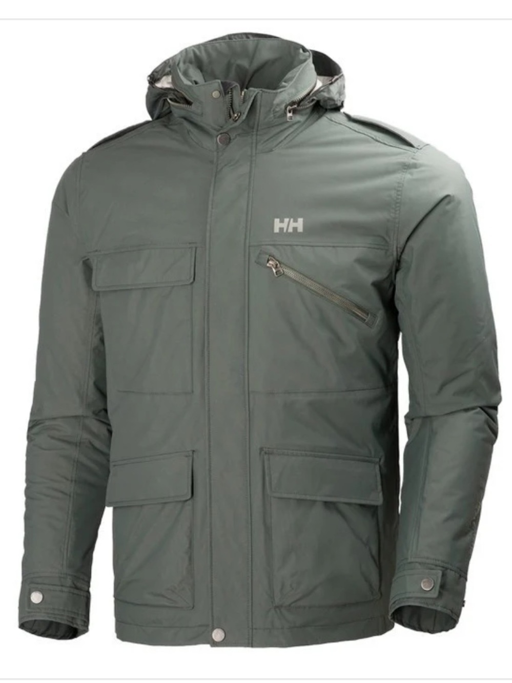 Helly Hansen Jacket Gray Universal Moto Insulated Rain Jacket Hooded Sz M